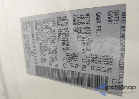 2013 Nissan Pathfinder Sl z USA, uszkodzony, nr VIN 5N1AR2MN3DC621146